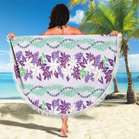 Monstera Tiare Plumeria Lei Pattern Beach Blanket Purple Version LT01 - Polynesian Pride