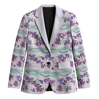 Monstera Tiare Plumeria Lei Pattern Blazer Purple Version LT01 Unisex Purple - Polynesian Pride