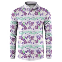 Monstera Tiare Plumeria Lei Pattern Button Sweatshirt Purple Version LT01 Purple - Polynesian Pride