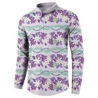 Monstera Tiare Plumeria Lei Pattern Button Sweatshirt Purple Version LT01 - Polynesian Pride