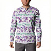 Monstera Tiare Plumeria Lei Pattern Button Sweatshirt Purple Version LT01 - Polynesian Pride