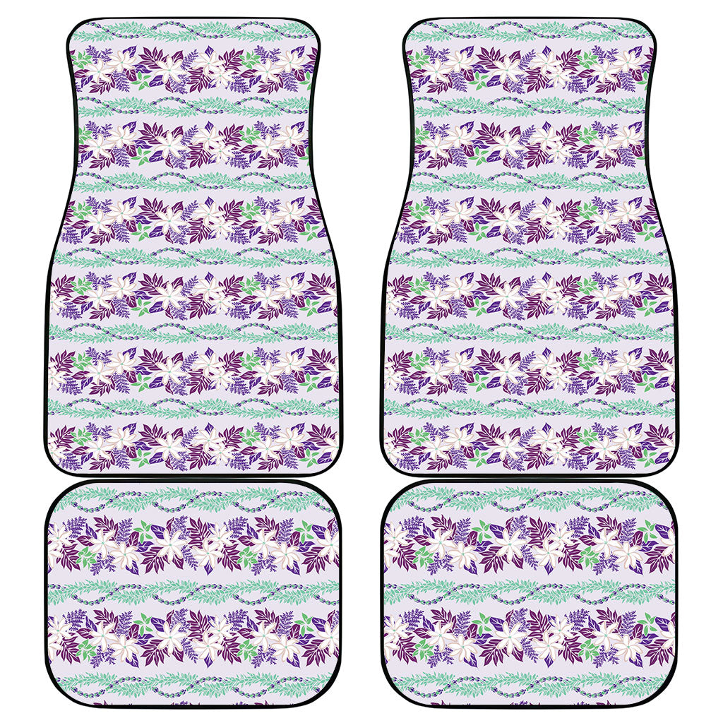 Monstera Tiare Plumeria Lei Pattern Car Mats Purple Version LT01 - Polynesian Pride