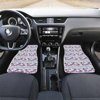 Monstera Tiare Plumeria Lei Pattern Car Mats Purple Version LT01 Set 2pcs - Front Purple - Polynesian Pride