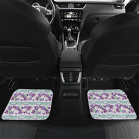 Monstera Tiare Plumeria Lei Pattern Car Mats Purple Version LT01 Set 2pcs - Back Purple - Polynesian Pride