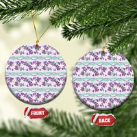 Monstera Tiare Plumeria Lei Pattern Ceramic Ornament Purple Version LT01 Circle Purple - Polynesian Pride