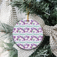 Monstera Tiare Plumeria Lei Pattern Ceramic Ornament Purple Version LT01 - Polynesian Pride