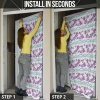 Monstera Tiare Plumeria Lei Pattern Door Cover Purple Version LT01 - Polynesian Pride