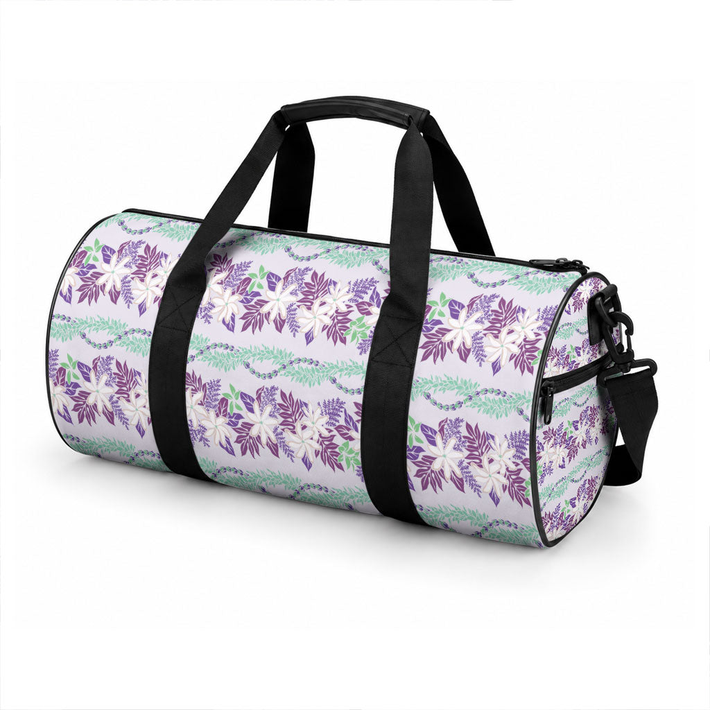 Monstera Tiare Plumeria Lei Pattern Duffle Bag Purple Version