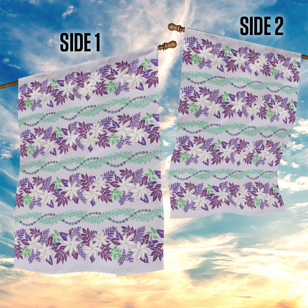Monstera Tiare Plumeria Lei Pattern Garden Flag Purple Version LT01 - Polynesian Pride