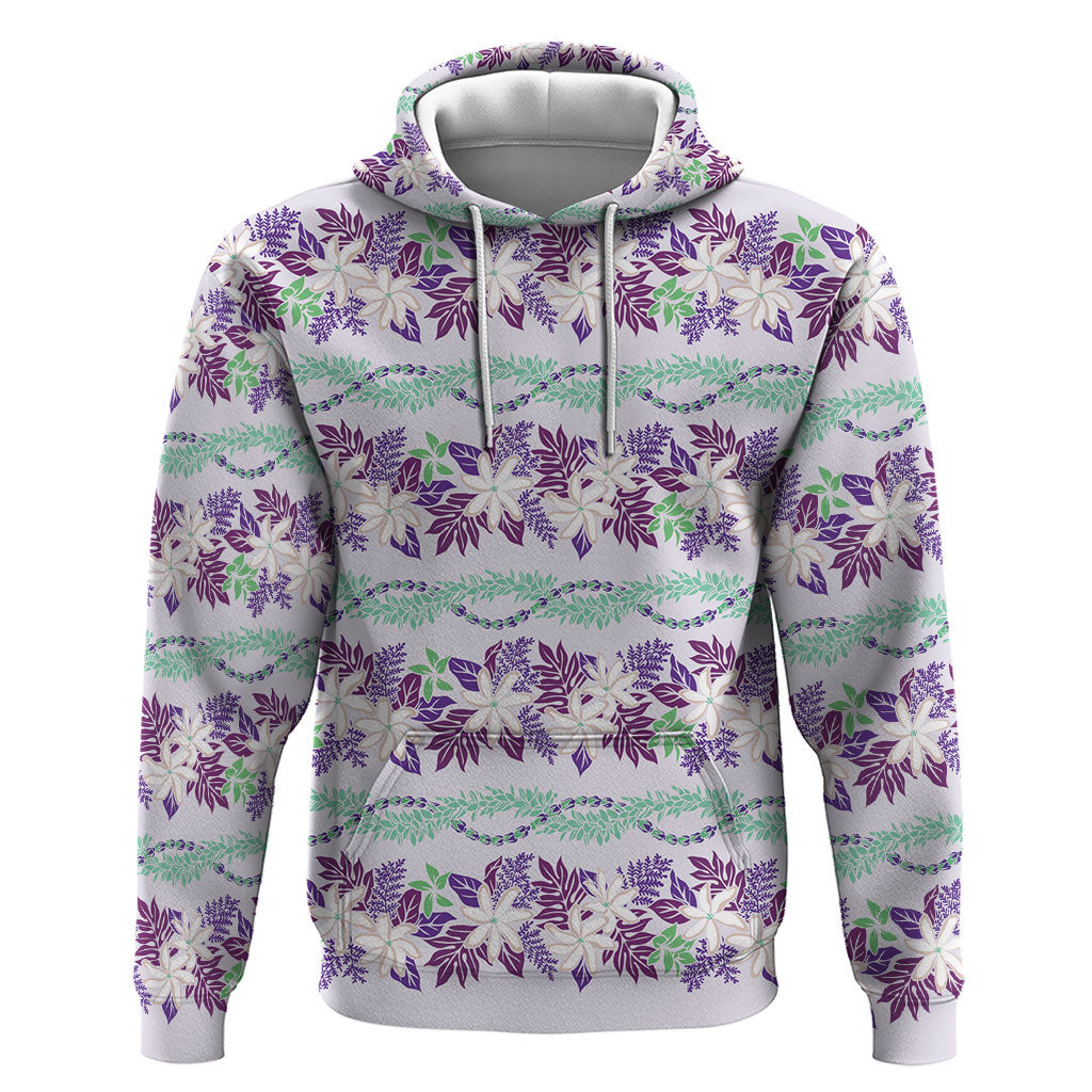 Monstera Tiare Plumeria Lei Pattern Hoodie Purple Version LT01 Pullover Hoodie Purple - Polynesian Pride