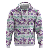 Monstera Tiare Plumeria Lei Pattern Hoodie Purple Version LT01 Pullover Hoodie Purple - Polynesian Pride