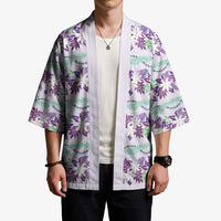 Monstera Tiare Plumeria Lei Pattern Kimono Purple Version LT01 - Polynesian Pride