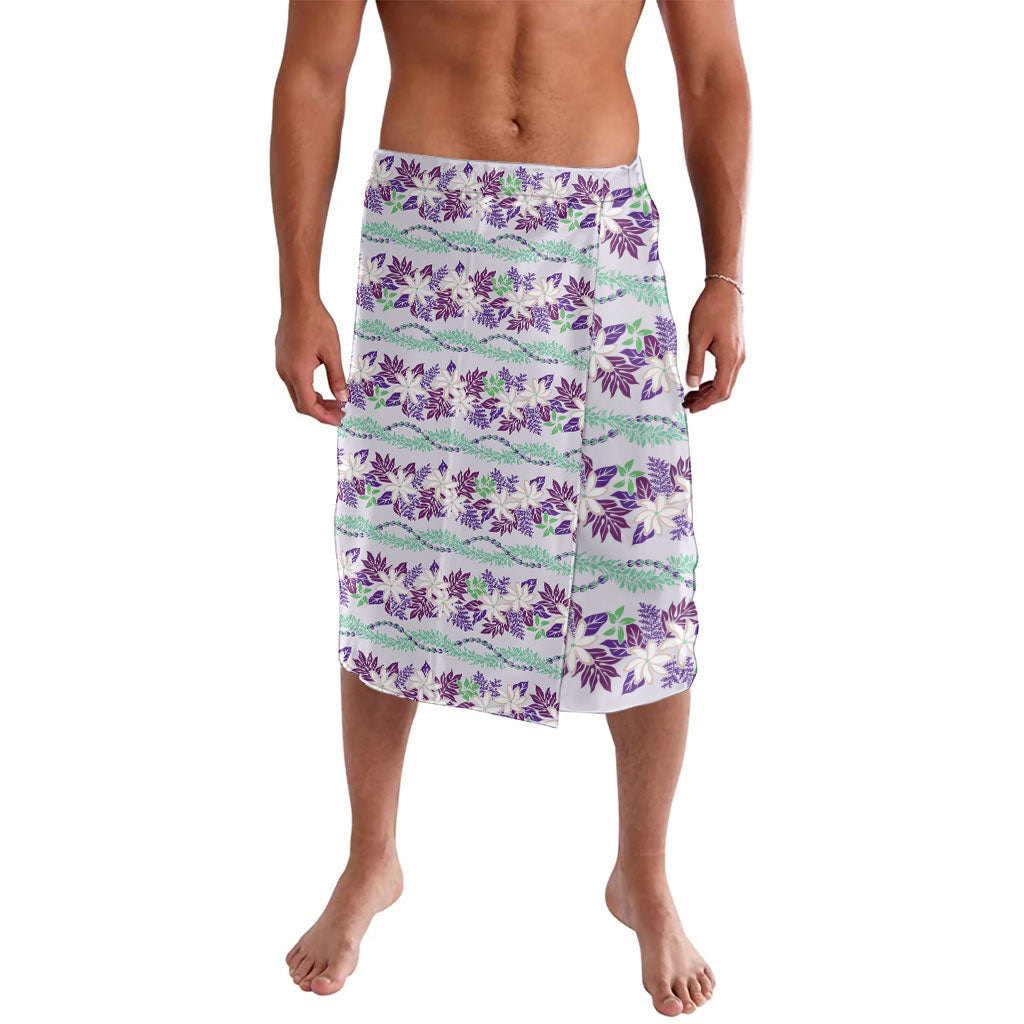 Monstera Tiare Plumeria Lei Pattern Lavalava Purple Version