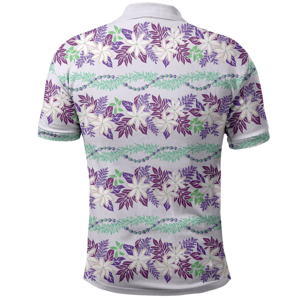 Monstera Tiare Plumeria Lei Pattern Polo Shirt Purple Version LT01 - Polynesian Pride