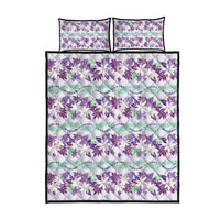Monstera Tiare Plumeria Lei Pattern Quilt Bed Set Purple Version LT01 - Polynesian Pride
