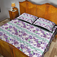 Monstera Tiare Plumeria Lei Pattern Quilt Bed Set Purple Version LT01 - Polynesian Pride