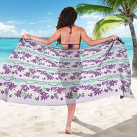 Monstera Tiare Plumeria Lei Pattern Sarong Purple Version LT01 - Polynesian Pride