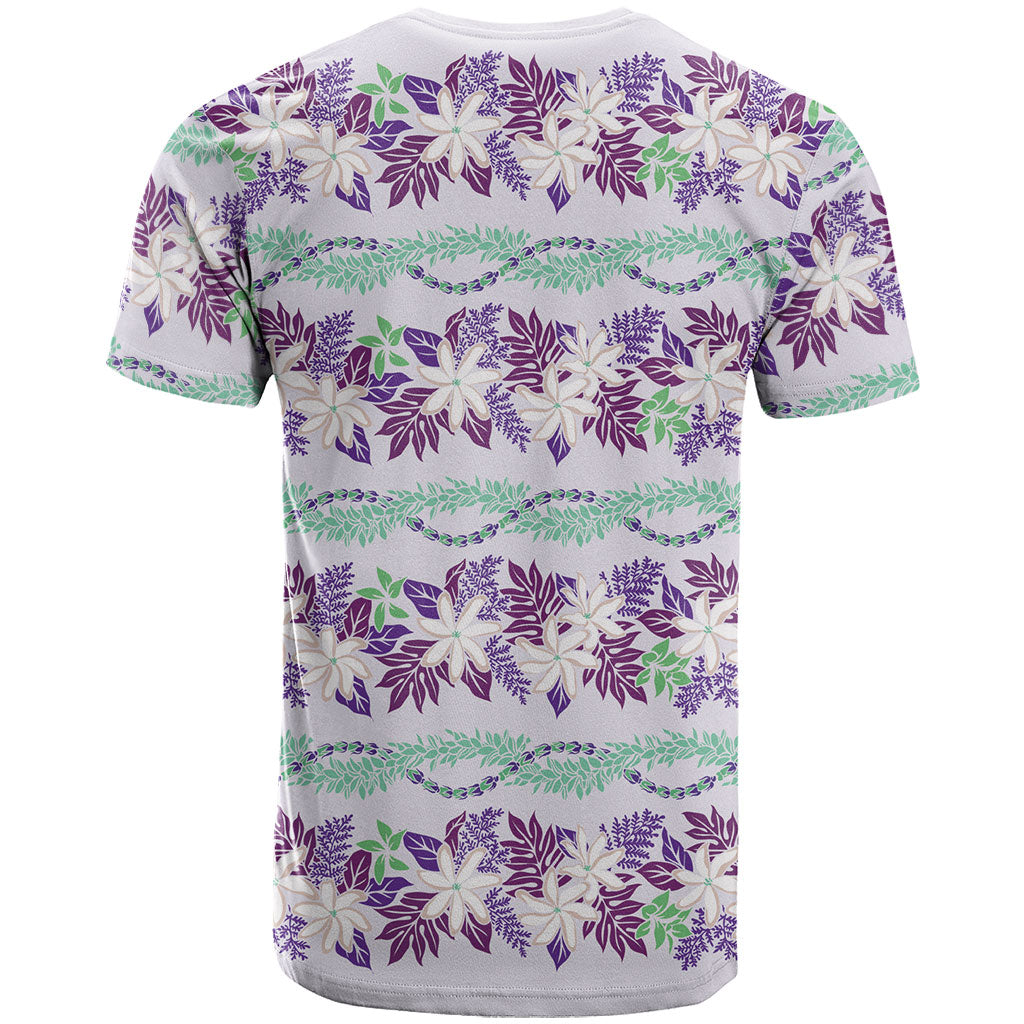 Monstera Tiare Plumeria Lei Pattern T Shirt Purple Version LT01 - Polynesian Pride