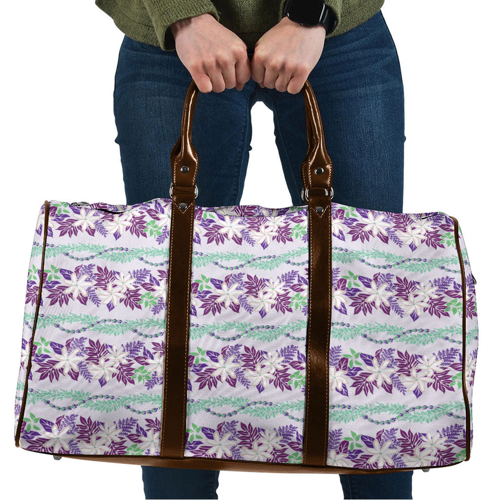 Monstera Tiare Plumeria Lei Pattern Travel Bag Purple Version LT01 Purple - Polynesian Pride
