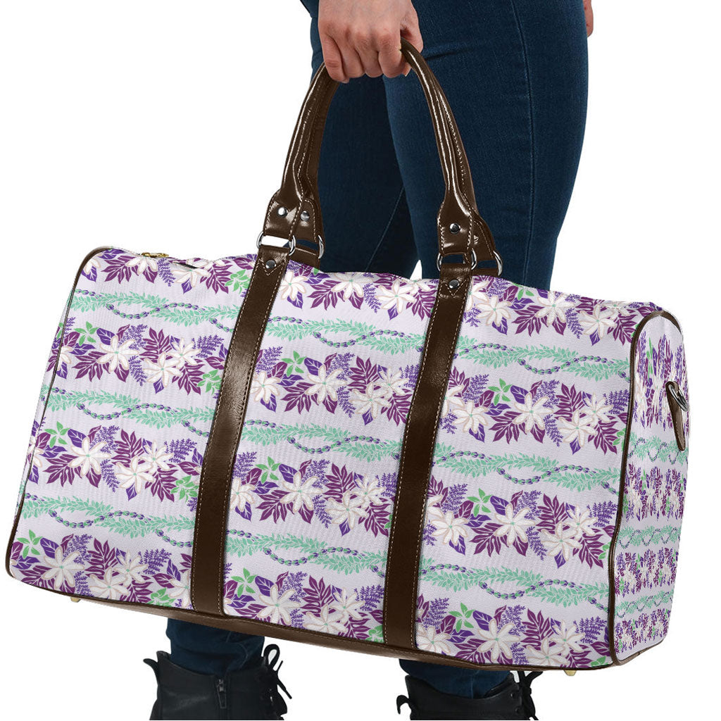 Monstera Tiare Plumeria Lei Pattern Travel Bag Purple Version LT01 - Polynesian Pride