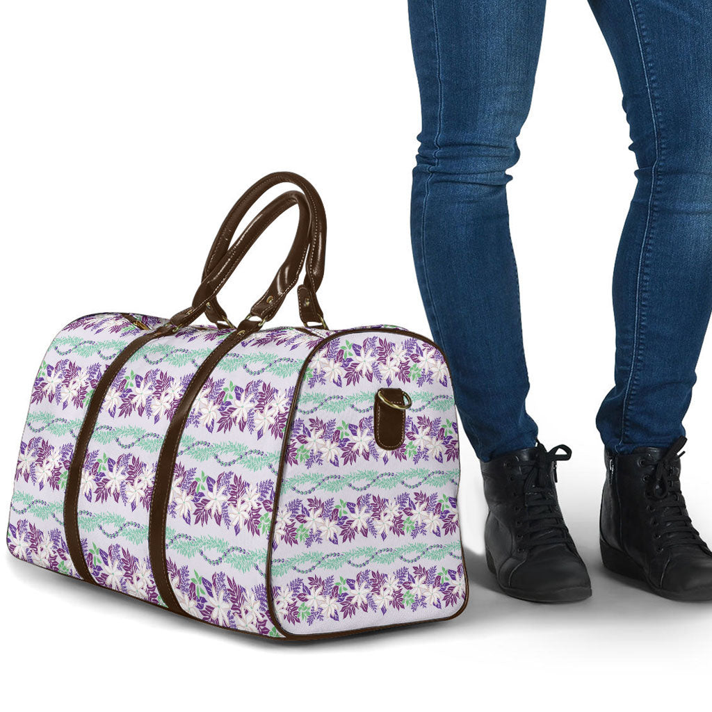 Monstera Tiare Plumeria Lei Pattern Travel Bag Purple Version LT01 - Polynesian Pride