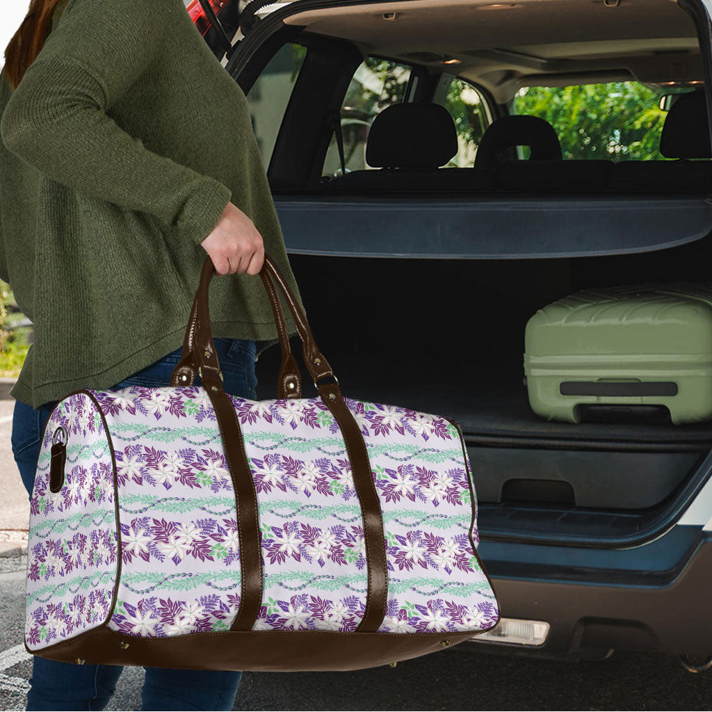 Monstera Tiare Plumeria Lei Pattern Travel Bag Purple Version LT01 - Polynesian Pride
