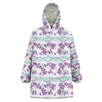 Monstera Tiare Plumeria Lei Pattern Wearable Blanket Hoodie Purple Version LT01 One Size Purple - Polynesian Pride