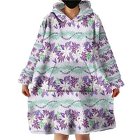 Monstera Tiare Plumeria Lei Pattern Wearable Blanket Hoodie Purple Version LT01 - Polynesian Pride
