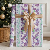 Monstera Tiare Plumeria Lei Pattern Wrapping Paper Purple Version LT01 - Polynesian Pride