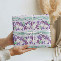 Monstera Tiare Plumeria Lei Pattern Wrapping Paper Purple Version LT01 - Polynesian Pride