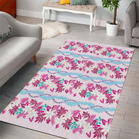 Monstera Tiare Plumeria Lei Pattern Area Rug Pink Version