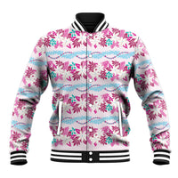 Monstera Tiare Plumeria Lei Pattern Baseball Jacket Pink Version