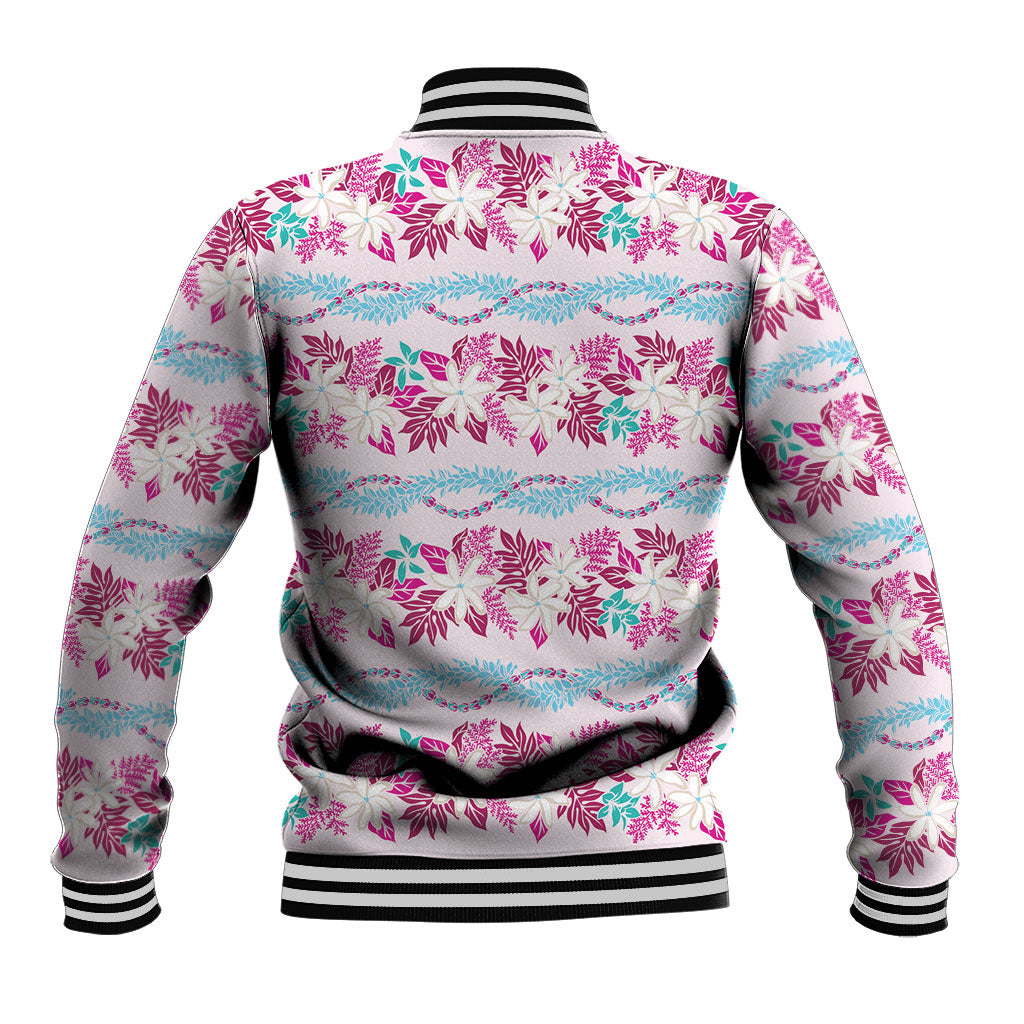 Monstera Tiare Plumeria Lei Pattern Baseball Jacket Pink Version