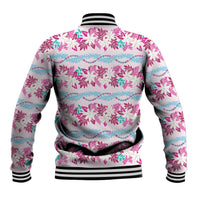 Monstera Tiare Plumeria Lei Pattern Baseball Jacket Pink Version