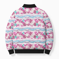 Monstera Tiare Plumeria Lei Pattern Bomber Puffer Jacket Pink Version LT01 - Polynesian Pride