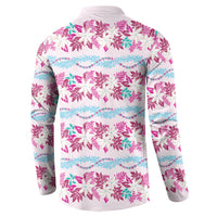 Monstera Tiare Plumeria Lei Pattern Button Sweatshirt Pink Version LT01 - Polynesian Pride