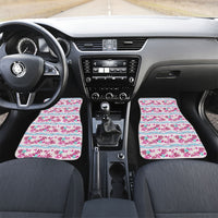 Monstera Tiare Plumeria Lei Pattern Car Mats Pink Version LT01 Set 2pcs - Front Pink - Polynesian Pride