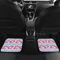 Monstera Tiare Plumeria Lei Pattern Car Mats Pink Version LT01 Set 2pcs - Back Pink - Polynesian Pride