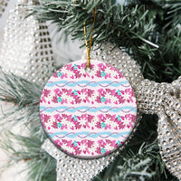 Monstera Tiare Plumeria Lei Pattern Ceramic Ornament Pink Version LT01 - Polynesian Pride