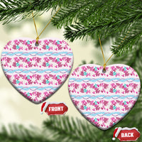Monstera Tiare Plumeria Lei Pattern Ceramic Ornament Pink Version LT01 Heart Pink - Polynesian Pride