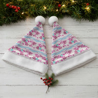 Monstera Tiare Plumeria Lei Pattern Christmas Santa Hat Pink Version LT01 - Polynesian Pride