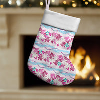 Monstera Tiare Plumeria Lei Pattern Christmas Stocking Pink Version LT01 Set of 2 Pink - Polynesian Pride