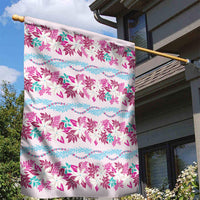 Monstera Tiare Plumeria Lei Pattern Garden Flag Pink Version LT01 - Polynesian Pride