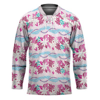 Monstera Tiare Plumeria Lei Pattern Hockey Jersey Pink Version LT01 Unisex Pink - Polynesian Pride