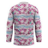 Monstera Tiare Plumeria Lei Pattern Hockey Jersey Pink Version LT01 - Polynesian Pride