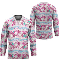 Monstera Tiare Plumeria Lei Pattern Hockey Jersey Pink Version LT01 - Polynesian Pride