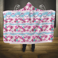 Monstera Tiare Plumeria Lei Pattern Hooded Blanket Pink Version LT01 - Polynesian Pride