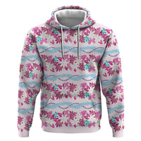 Monstera Tiare Plumeria Lei Pattern Hoodie Pink Version LT01 Pullover Hoodie Pink - Polynesian Pride