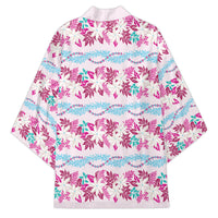Monstera Tiare Plumeria Lei Pattern Kimono Pink Version LT01 - Polynesian Pride