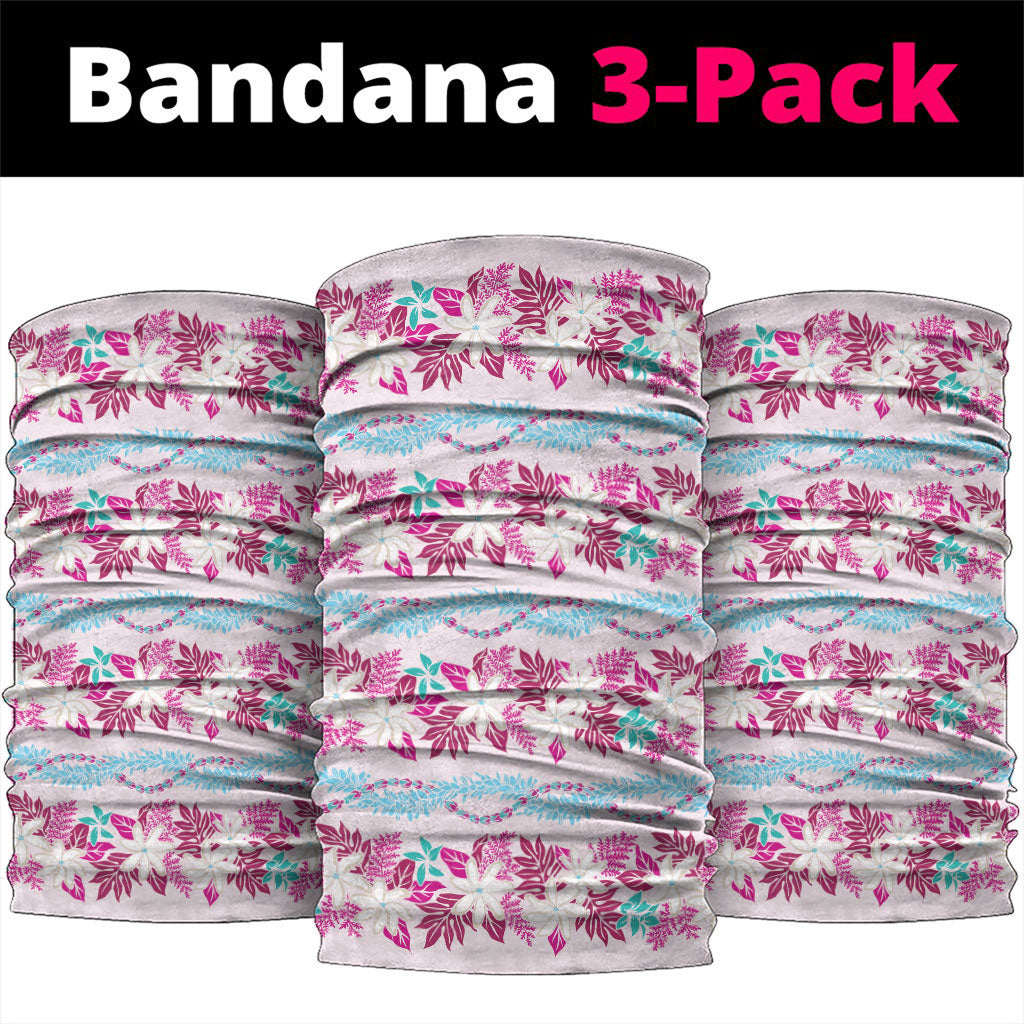 Monstera Tiare Plumeria Lei Pattern Neck Gaiter Pink Version LT01 package One Size: 25*50cm Pink - Polynesian Pride